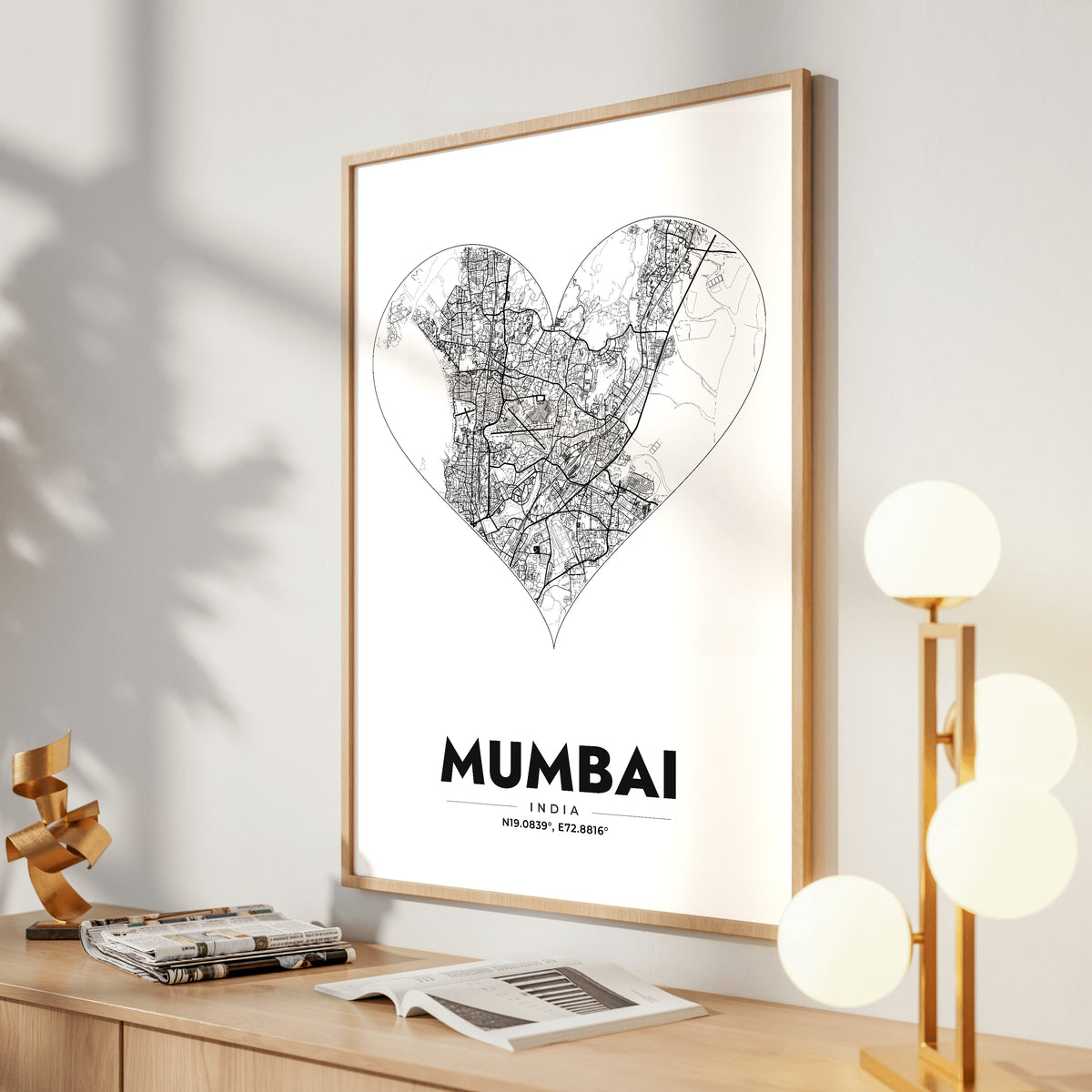 Mumbai Heart Map Poster