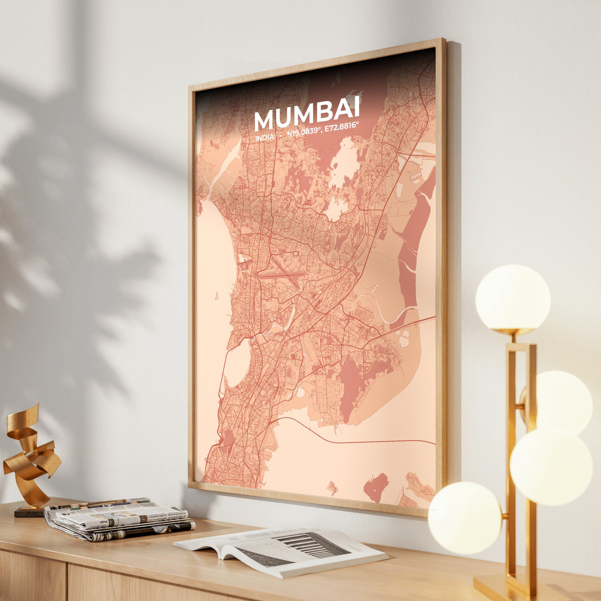 Mumbai Blush Map Poster