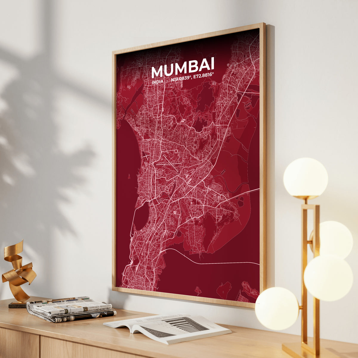 Mumbai Garnet Map Poster