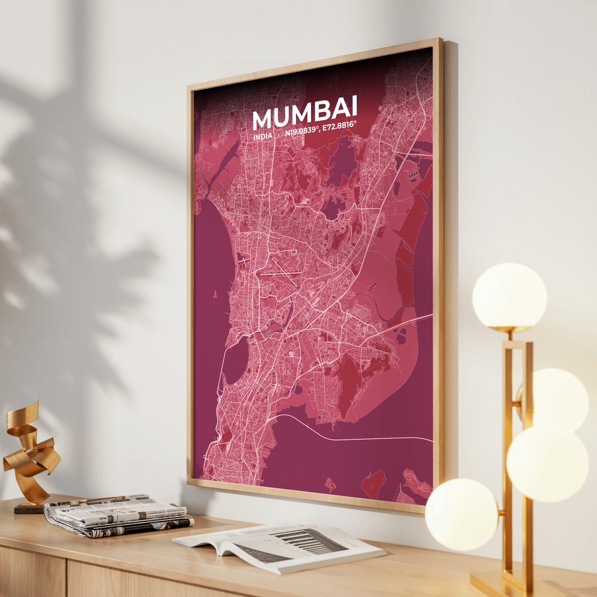 Mumbai Scarlet Map Poster