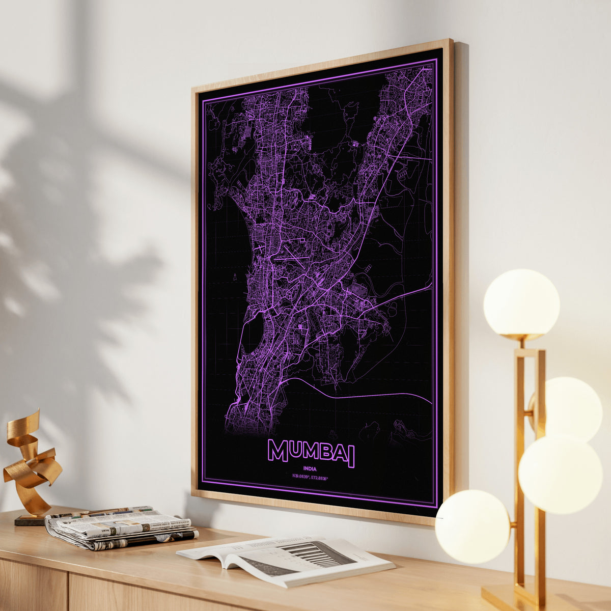 Mumbai Phosphor Map Poster - EGA Violet
