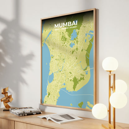 Mumbai Fern Map Poster