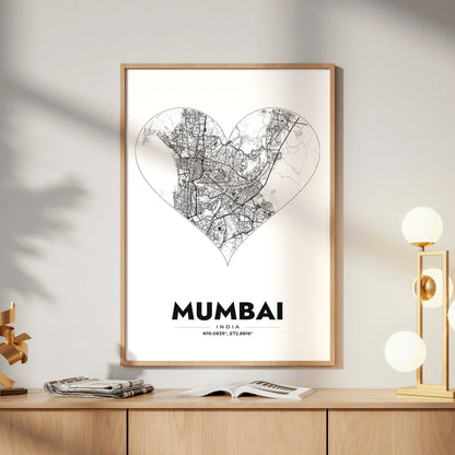 Mumbai Heart Map Poster