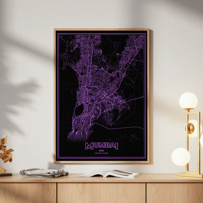 Mumbai Phosphor Map Poster - EGA Violet