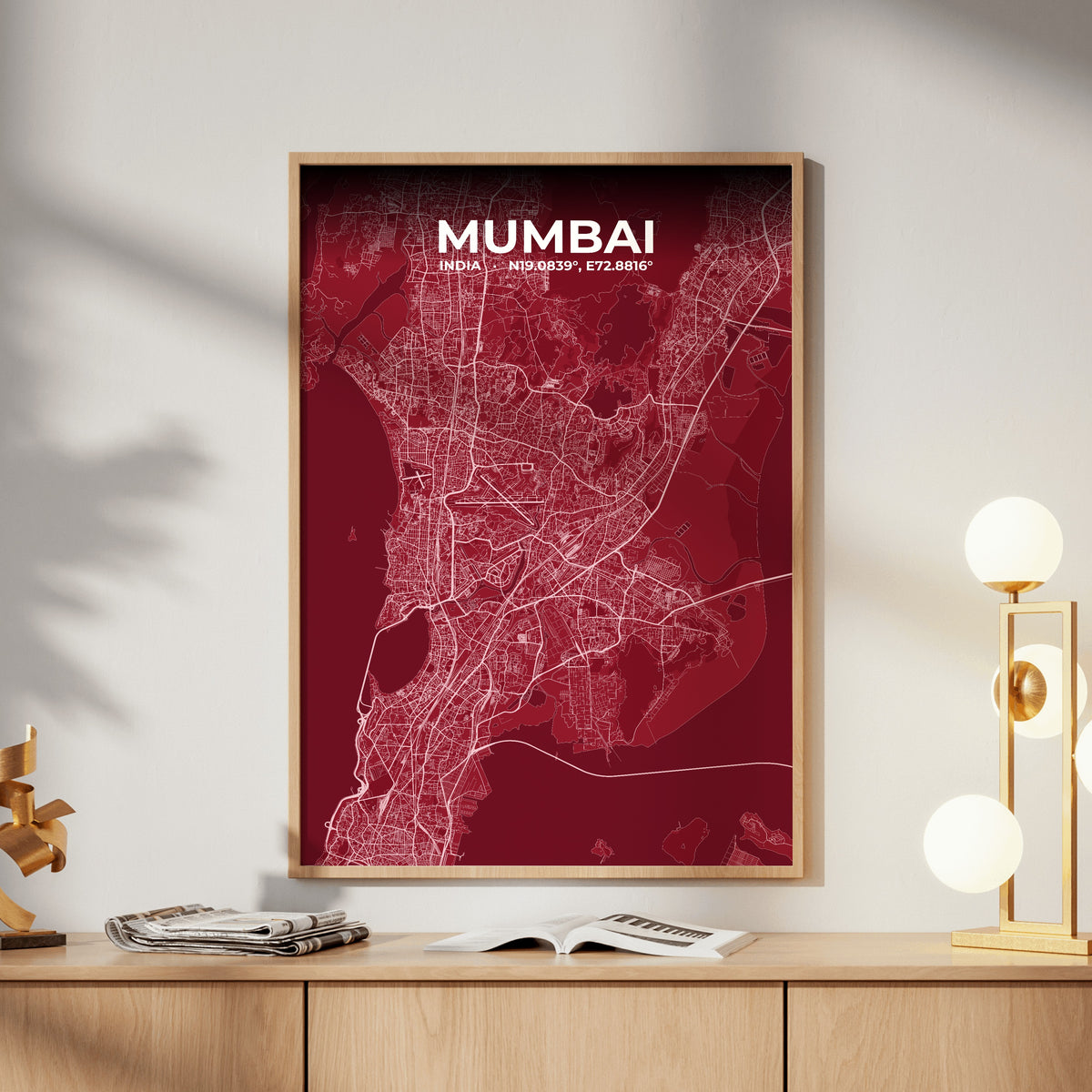 Mumbai Garnet Map Poster