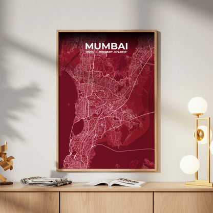 Mumbai Garnet Map Poster