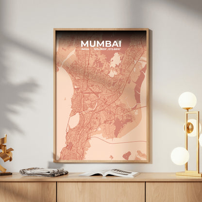 Mumbai Blush Map Poster