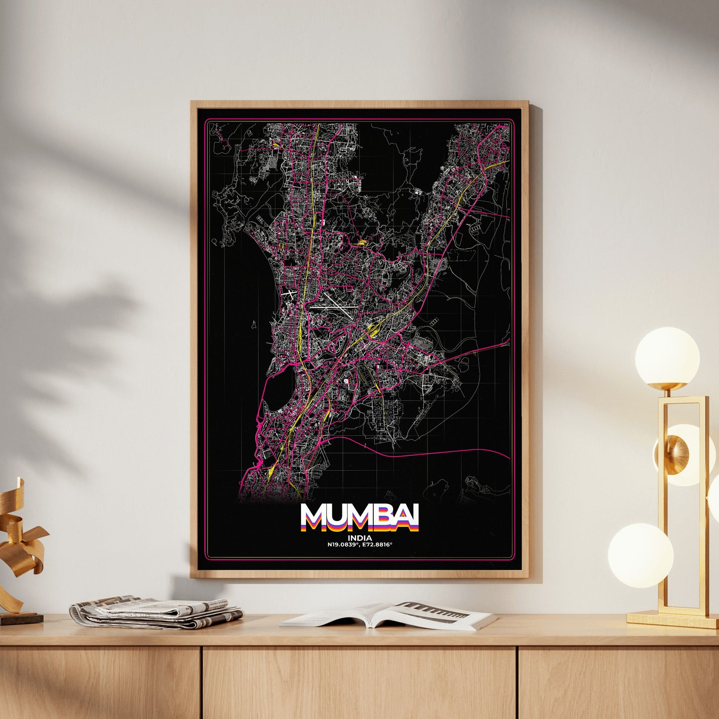 Mumbai Retro Map Poster