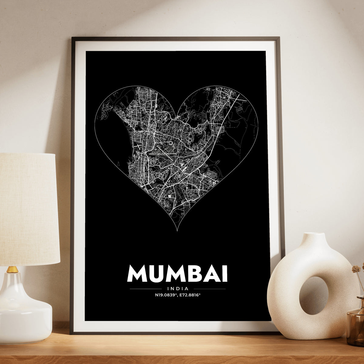 Mumbai Heart Map Poster