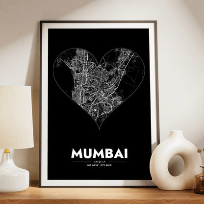 Mumbai Heart Map Poster