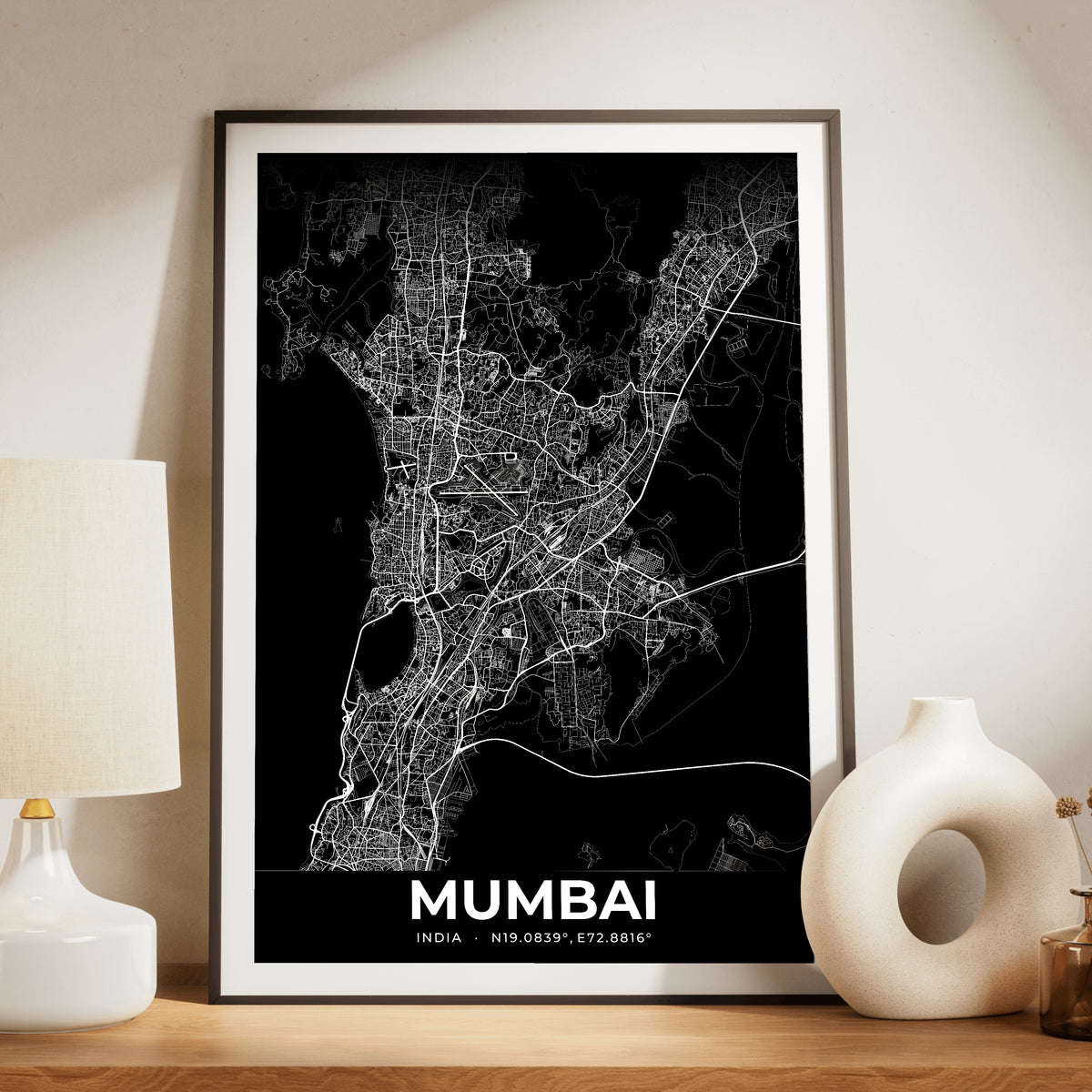Mumbai Elegant Map Poster