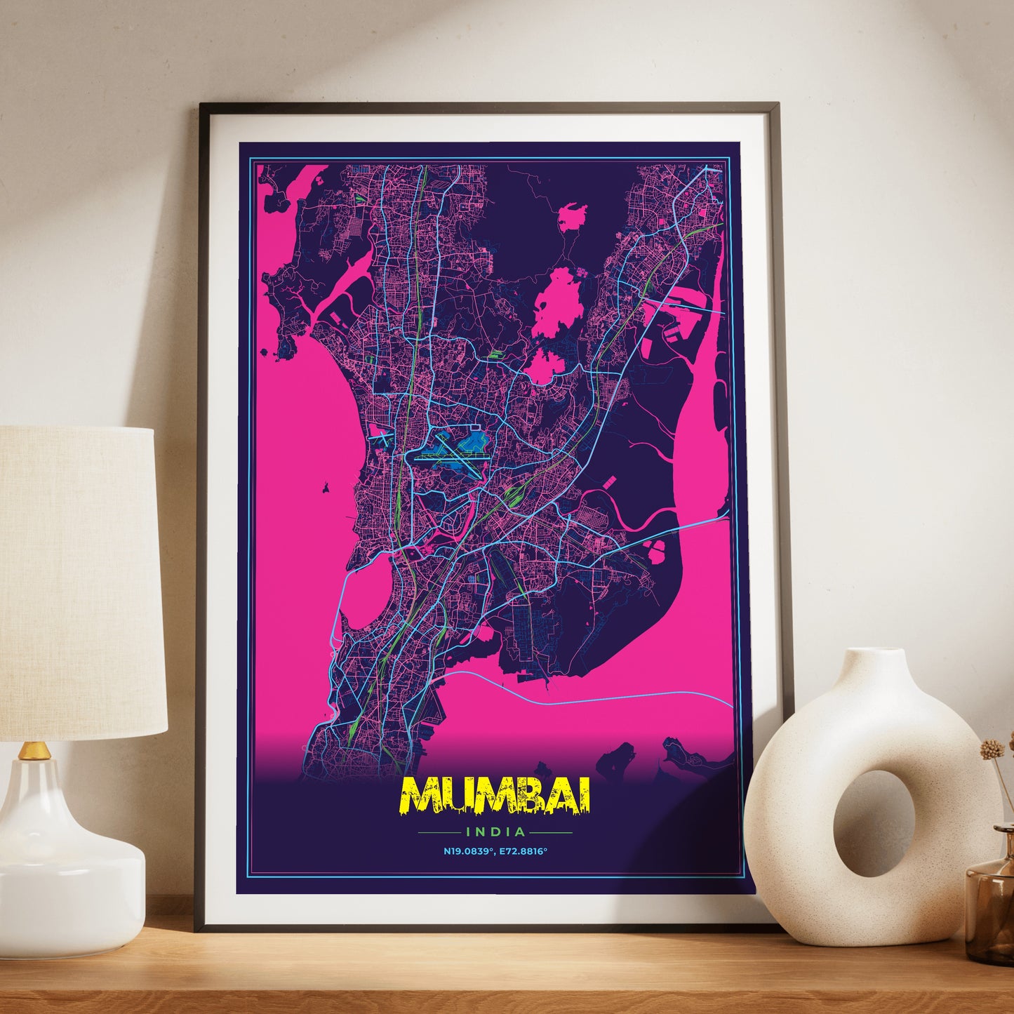 Mumbai Cyberpunk Map Poster