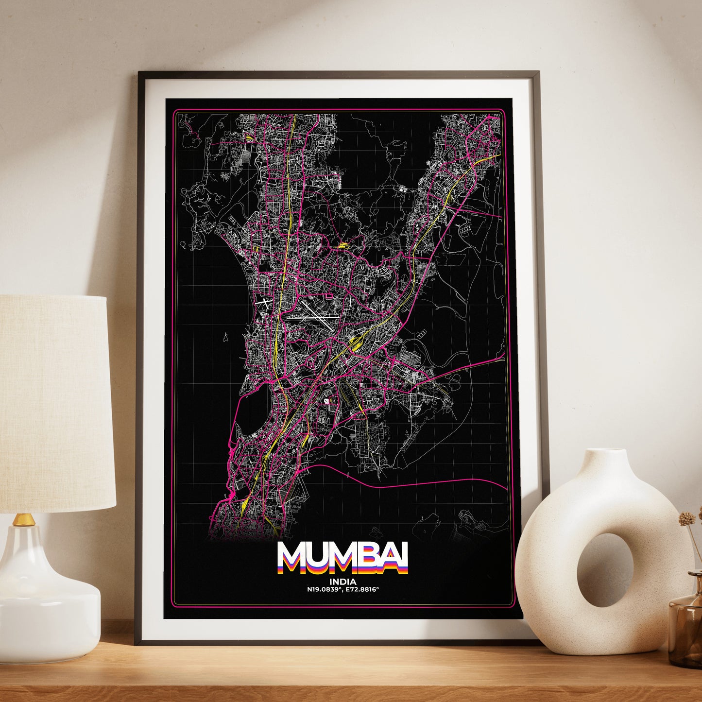 Mumbai Retro Map Poster