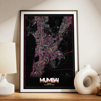 Mumbai Retro Map Poster