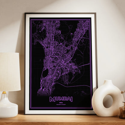 Mumbai Phosphor Map Poster - EGA Violet