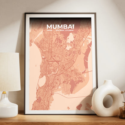 Mumbai Blush Map Poster
