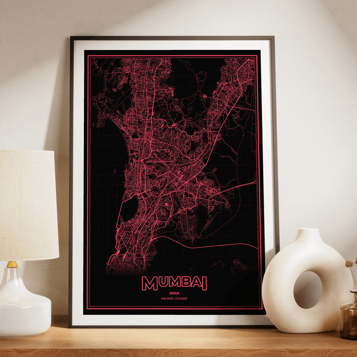 Mumbai Phosphor Map Poster - System Alert