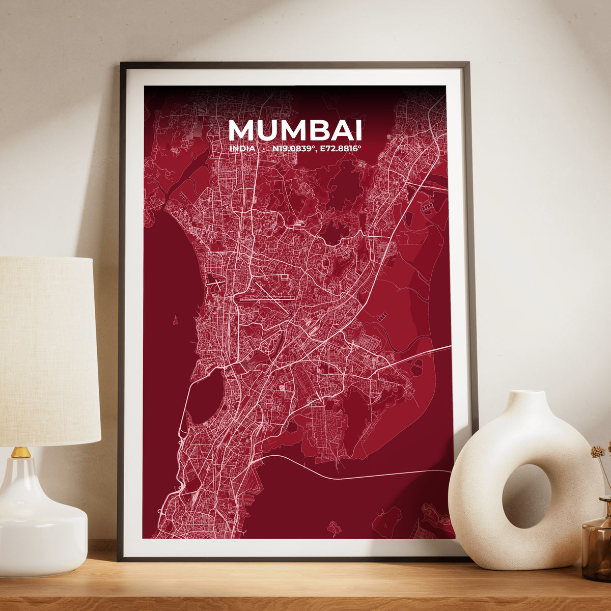Mumbai Garnet Map Poster