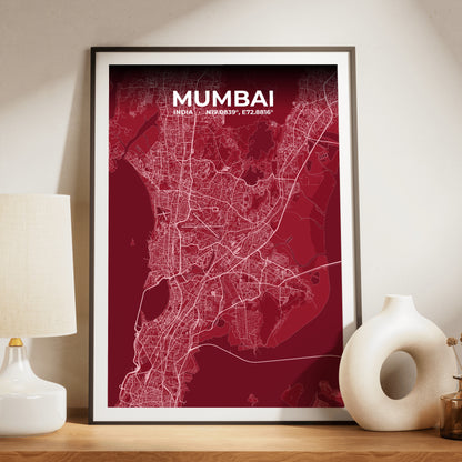 Mumbai Garnet Map Poster