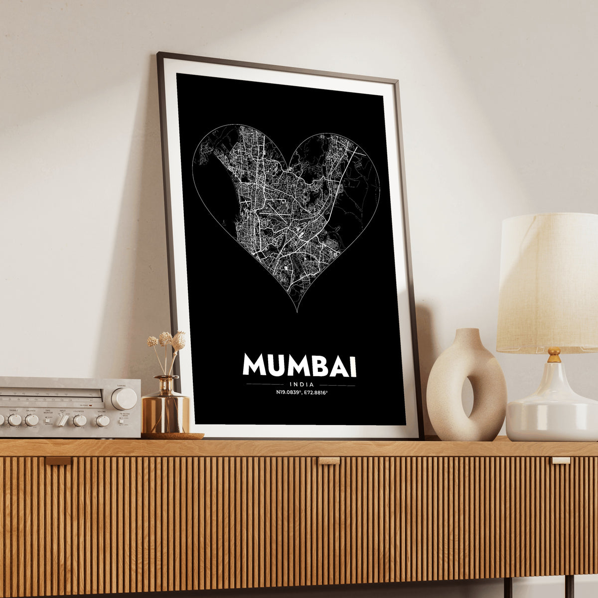 Mumbai Heart Map Poster