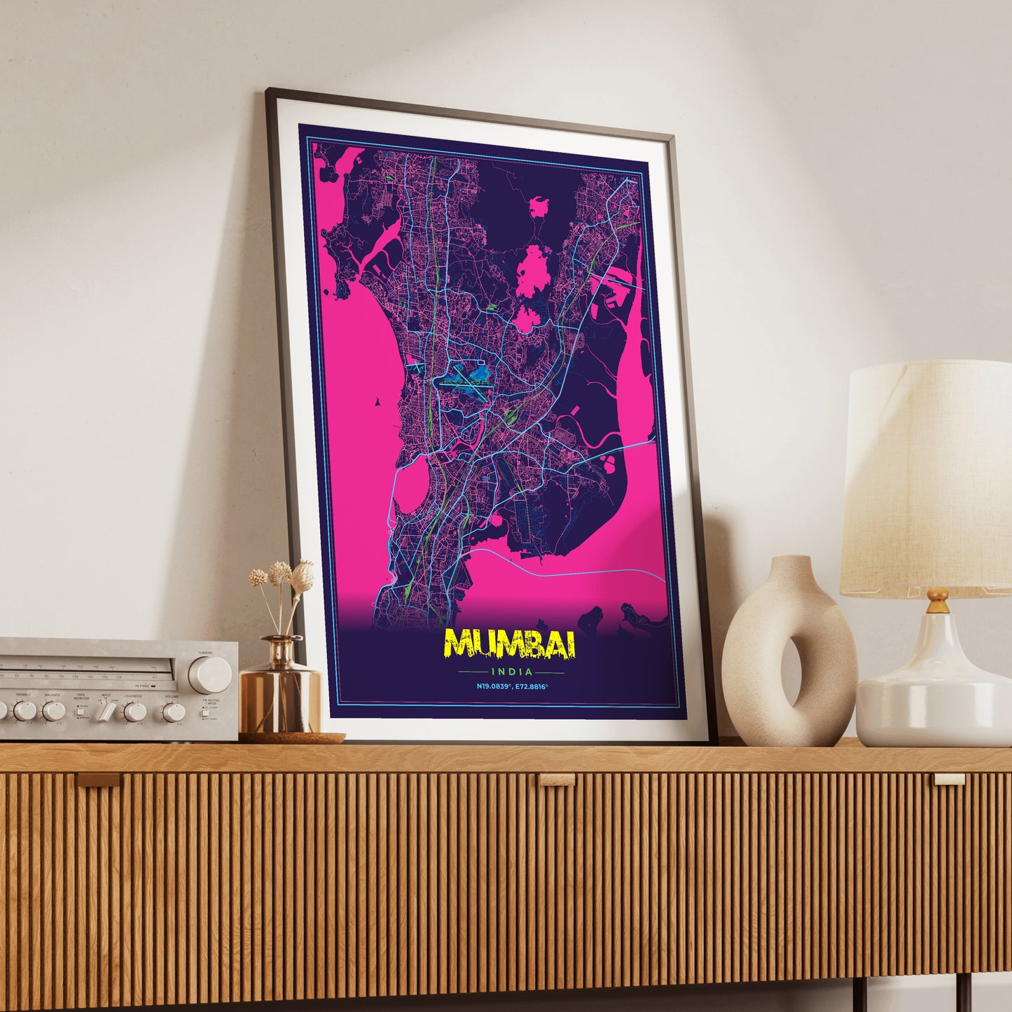 Mumbai Cyberpunk Map Poster