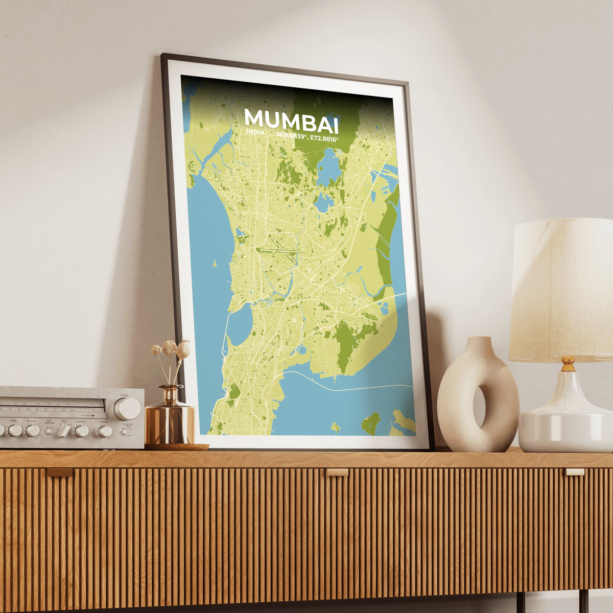 Mumbai Fern Map Poster