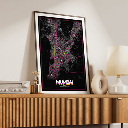 Mumbai Retro Map Poster