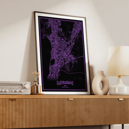 Mumbai Phosphor Map Poster - EGA Violet