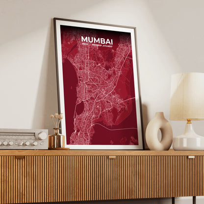 Mumbai Garnet Map Poster