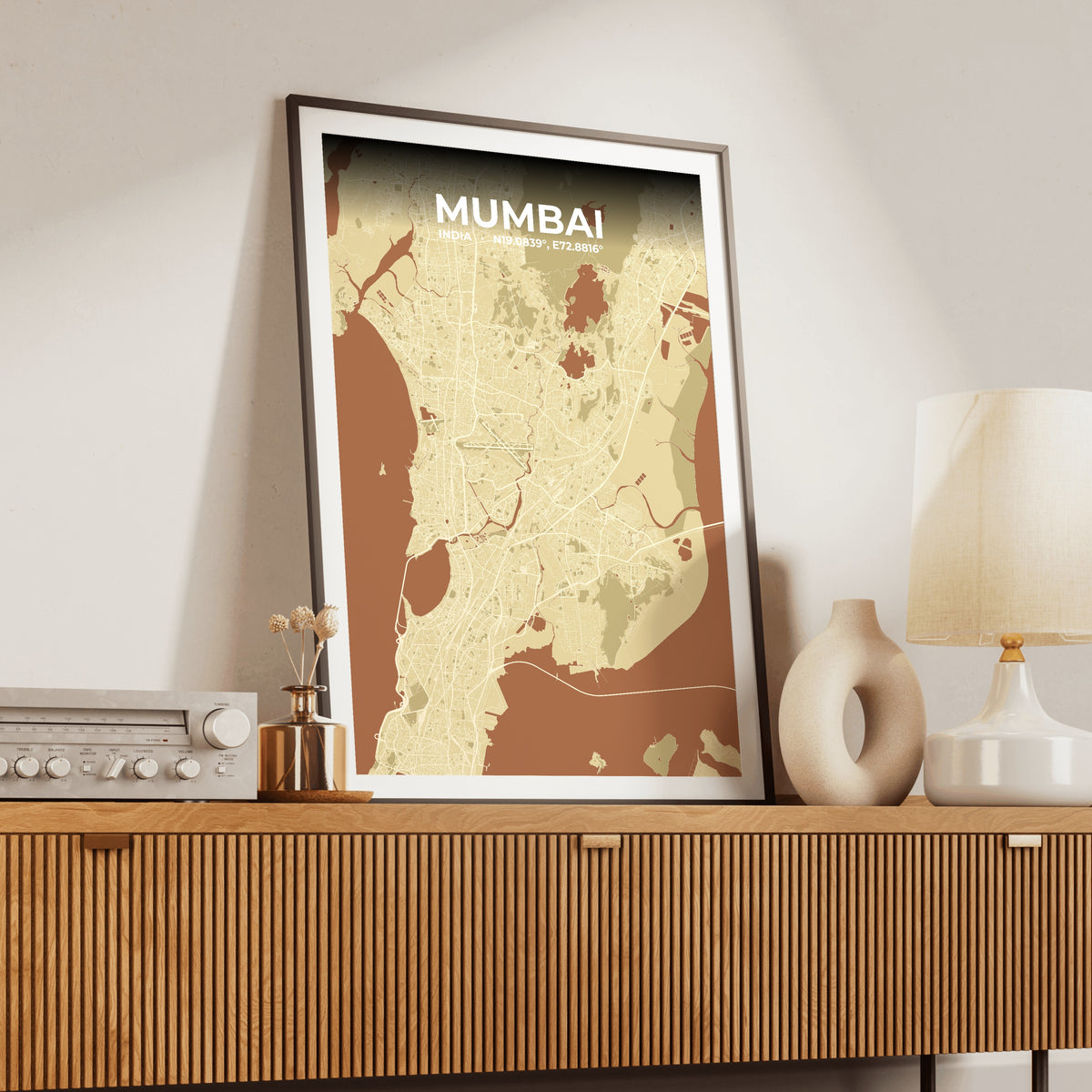 Mumbai Ember Map Poster