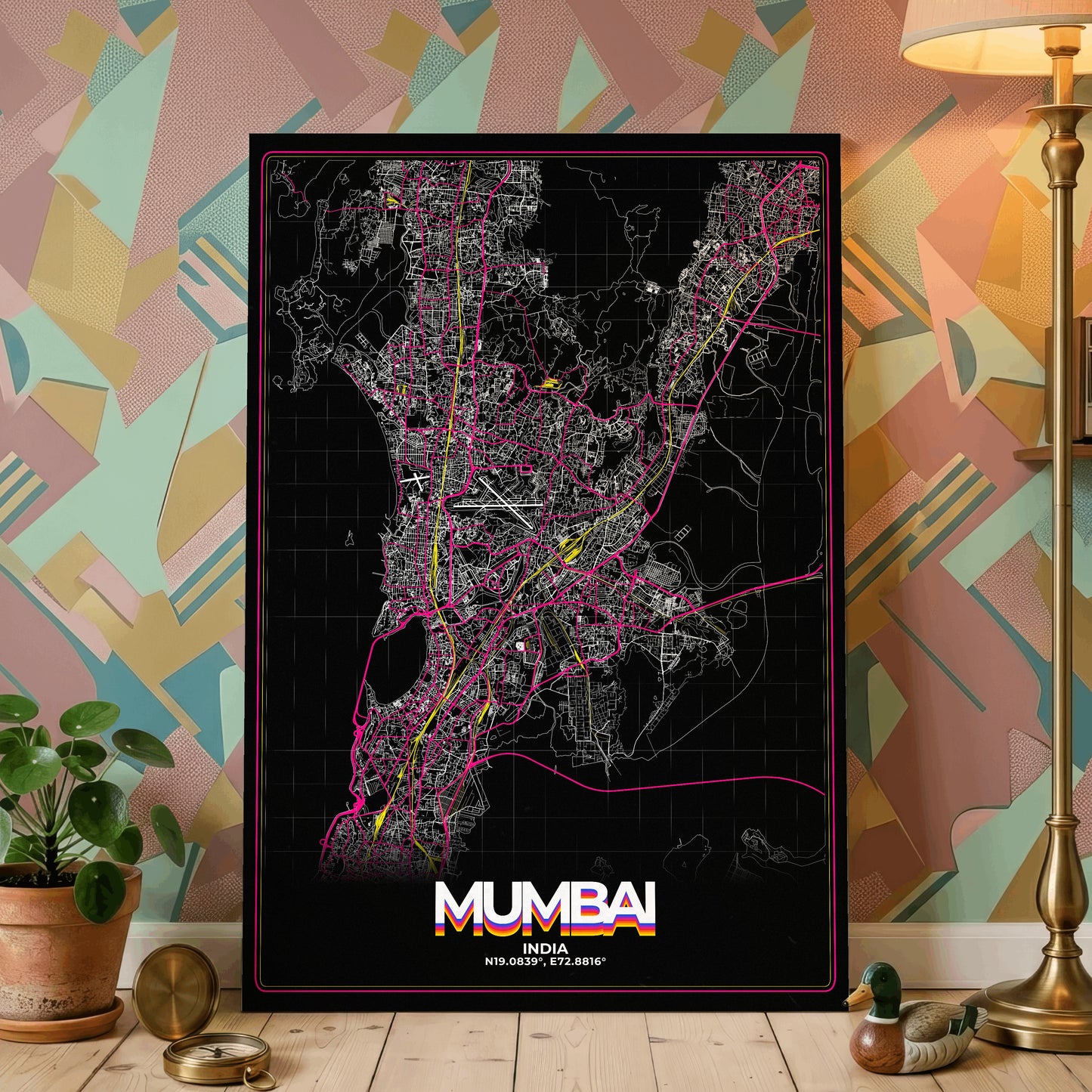 Mumbai Retro Map Poster