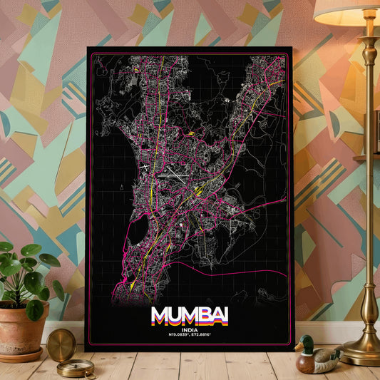 Mumbai Retro Map Poster