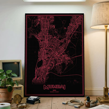 Mumbai Phosphor Map Poster - System Alert