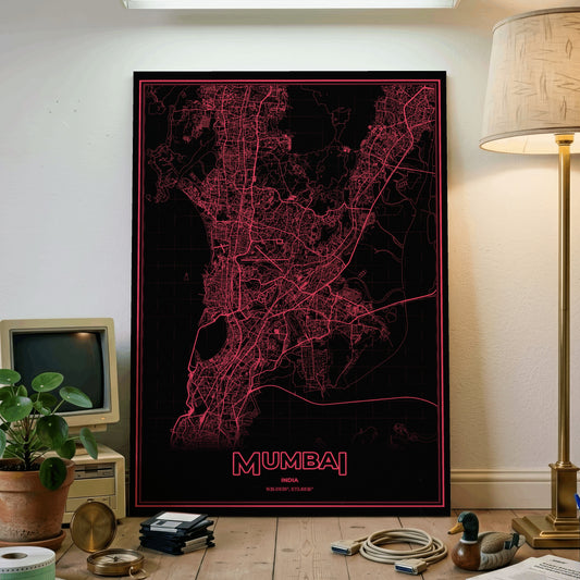 Mumbai Phosphor Map Poster - System Alert