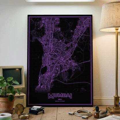 Mumbai Phosphor Map Poster - EGA Violet