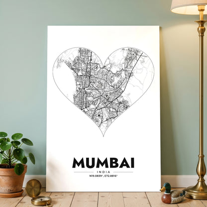 Mumbai Heart Map Poster