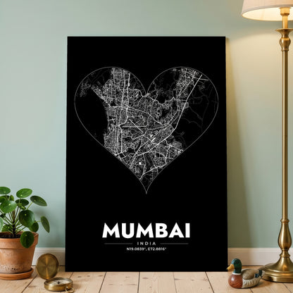 Mumbai Heart Map Poster