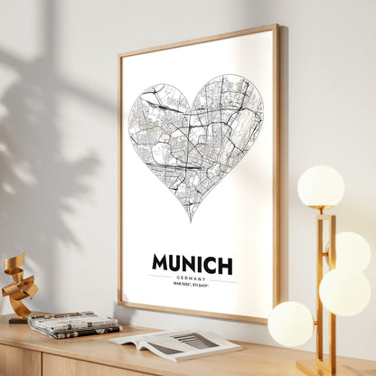 Munich Heart Map Poster