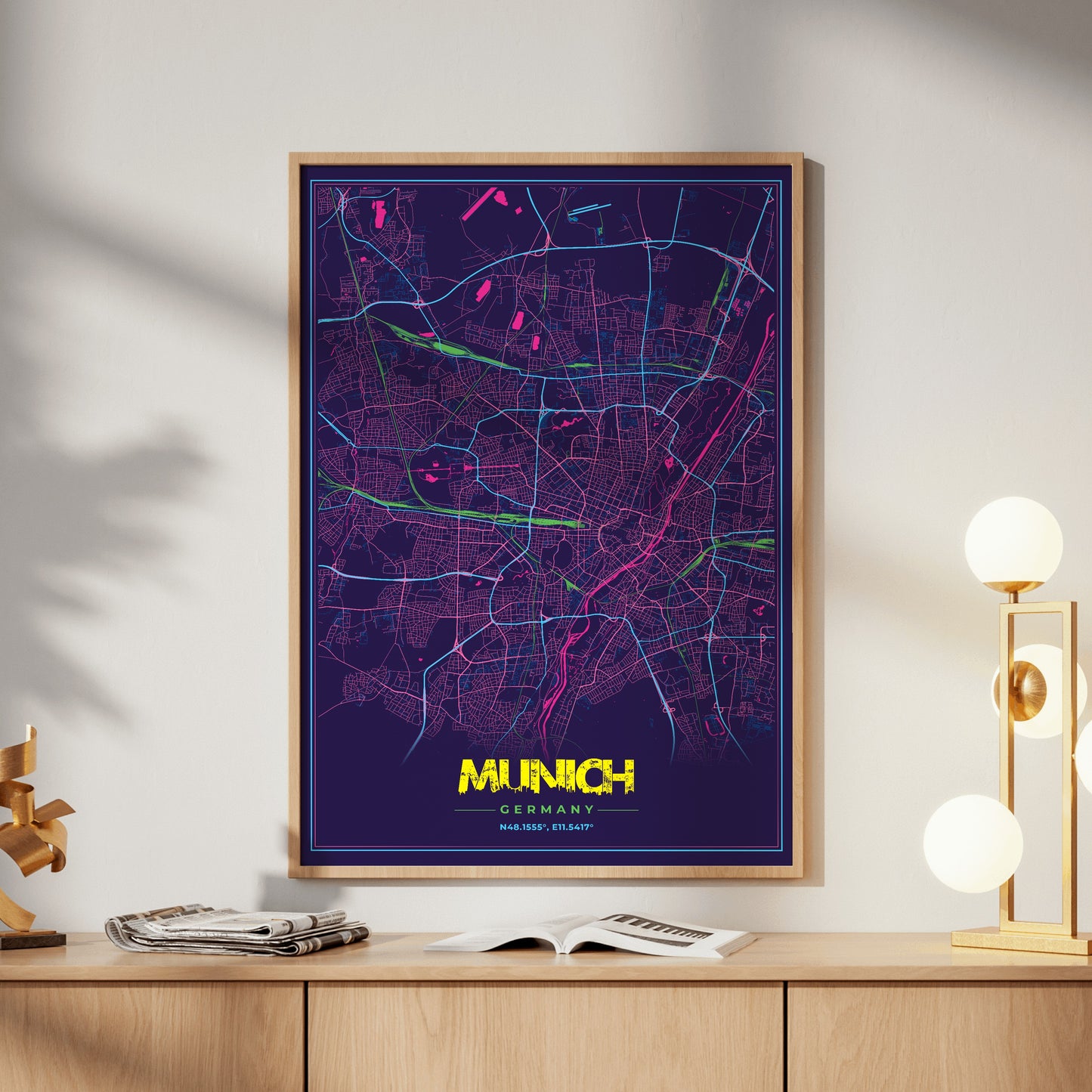 Munich Cyberpunk Map Poster