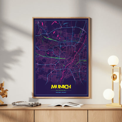Munich Cyberpunk Map Poster