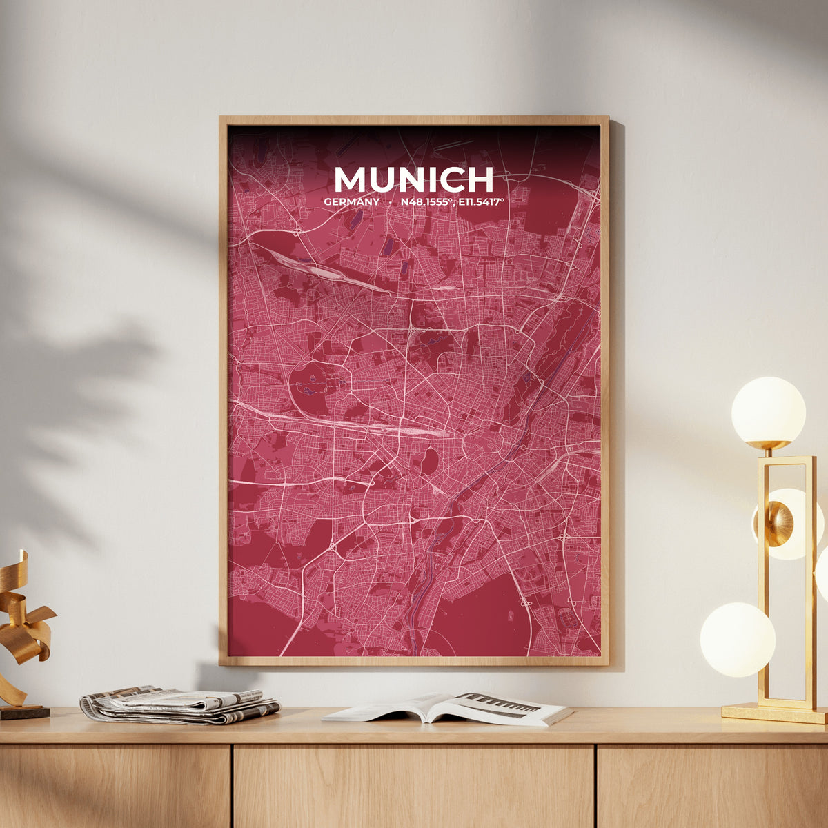 Munich Scarlet Map Poster