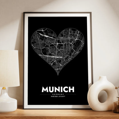 Munich Heart Map Poster