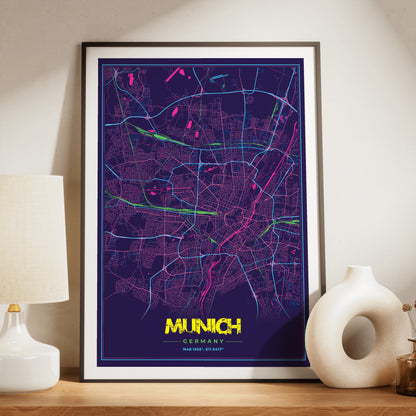 Munich Cyberpunk Map Poster