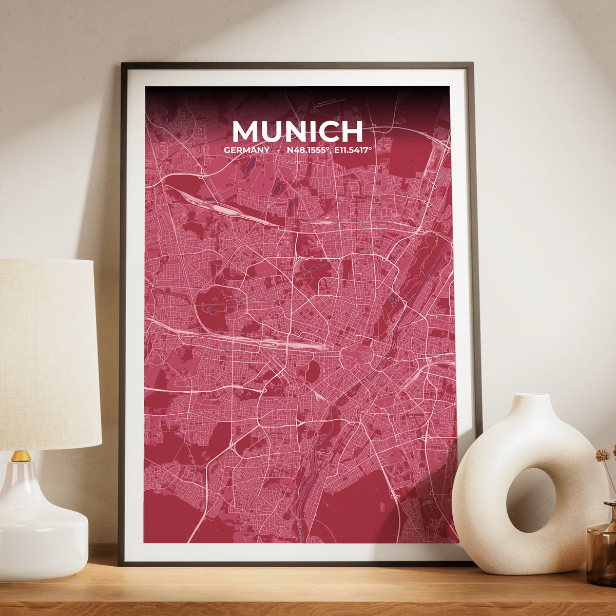 Munich Scarlet Map Poster