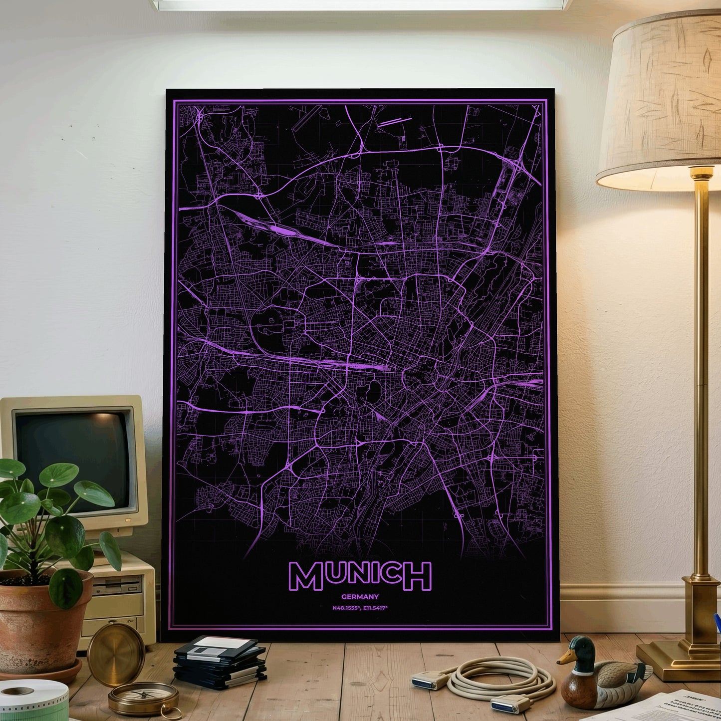 Munich Phosphor Map Poster - EGA Violet