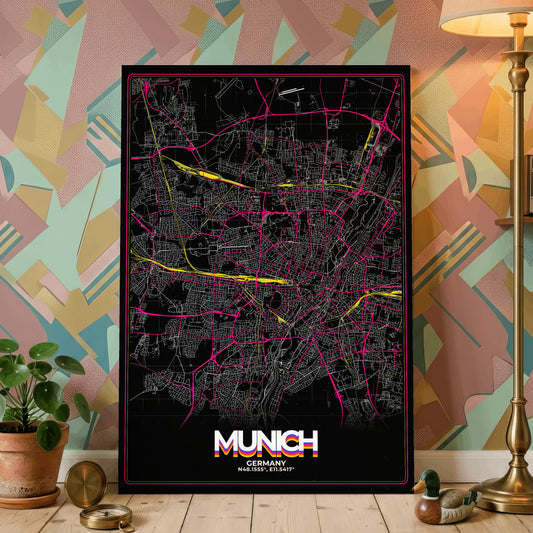 Munich Retro Map Poster