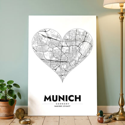 Munich Heart Map Poster