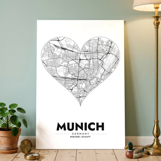 Munich Heart Map Poster