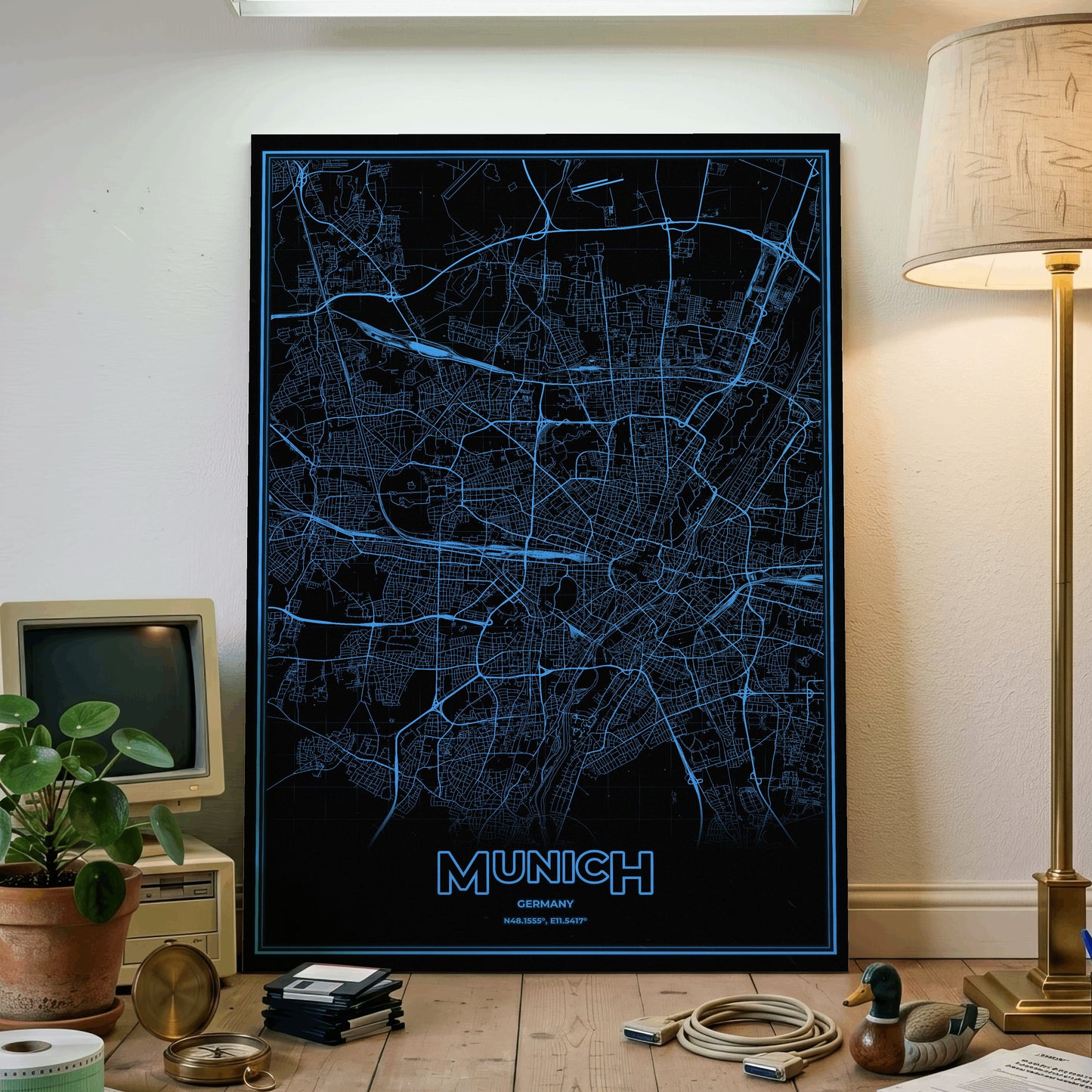 Munich Phosphor Map Poster - IBM Blue
