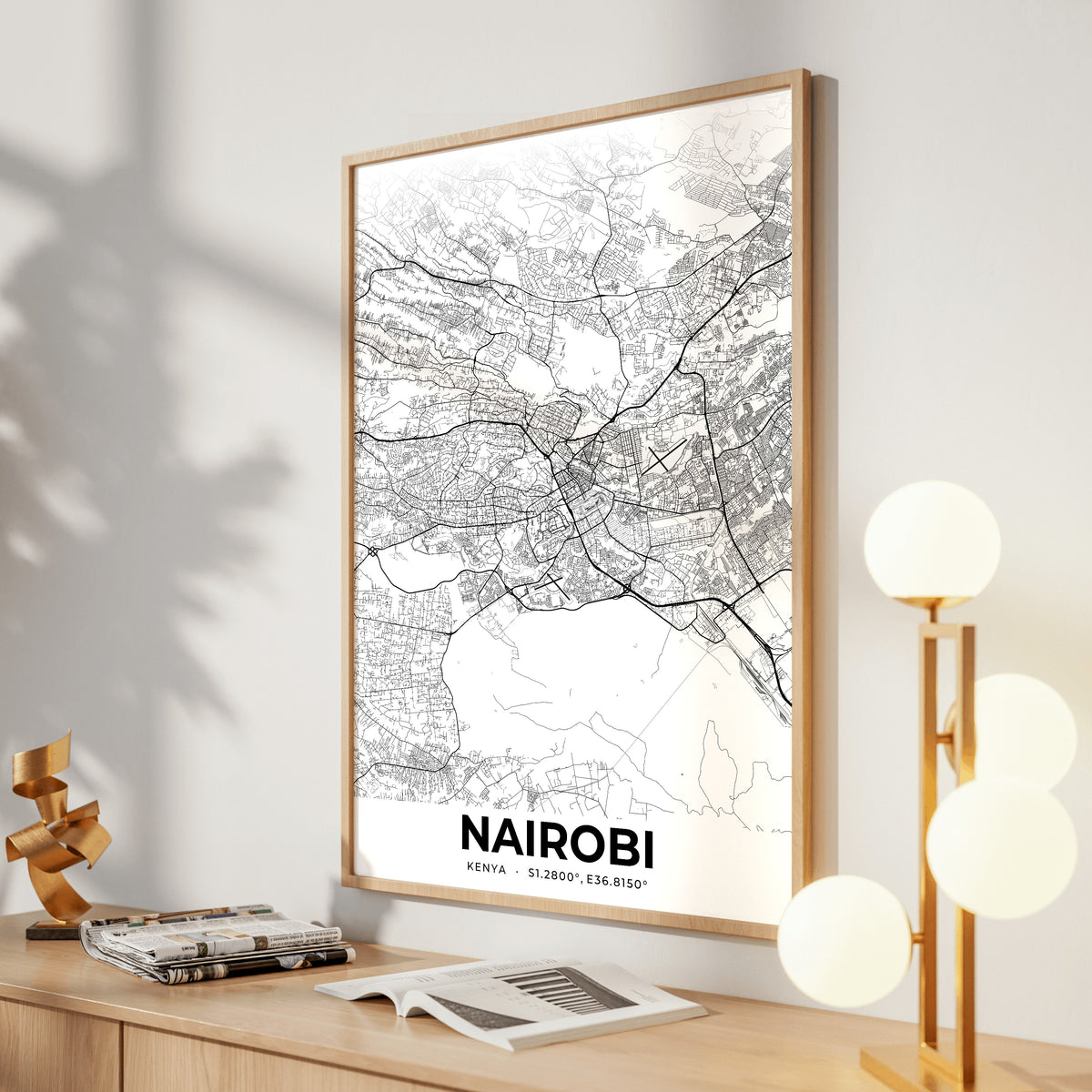 Nairobi Elegant Map Poster